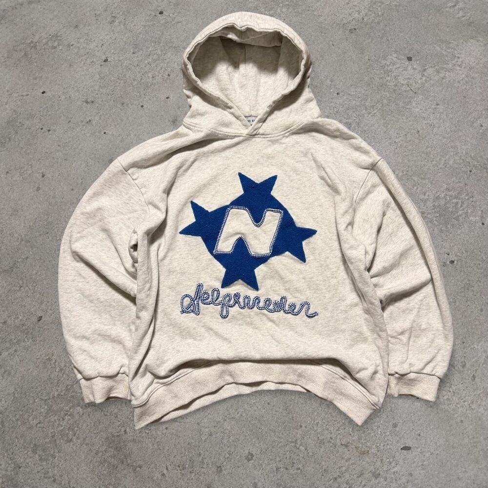 Aelfric Eden Chainstich Baggy Star Hoodie Womens Size Large